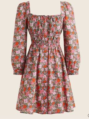 Cinched-waist organic cotton dress in Liberty® Meadow Song fabric- size 12 - New